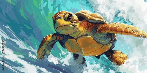 character turtle on the surf game