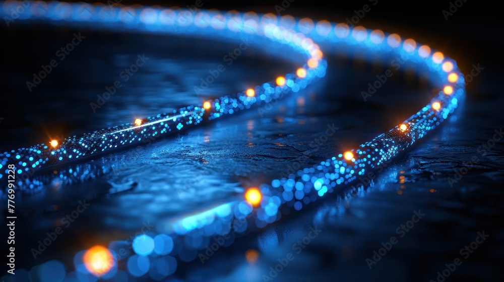 Detailed view of vibrant blue and yellow light