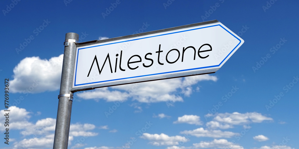 Fototapeta premium Milestone - metal signpost with one arrow