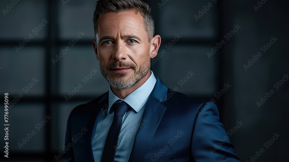 Successful mature businessman looking at camera with confidence. Generative AI Successful mature businessman looking at camera with confidence. Generative AI