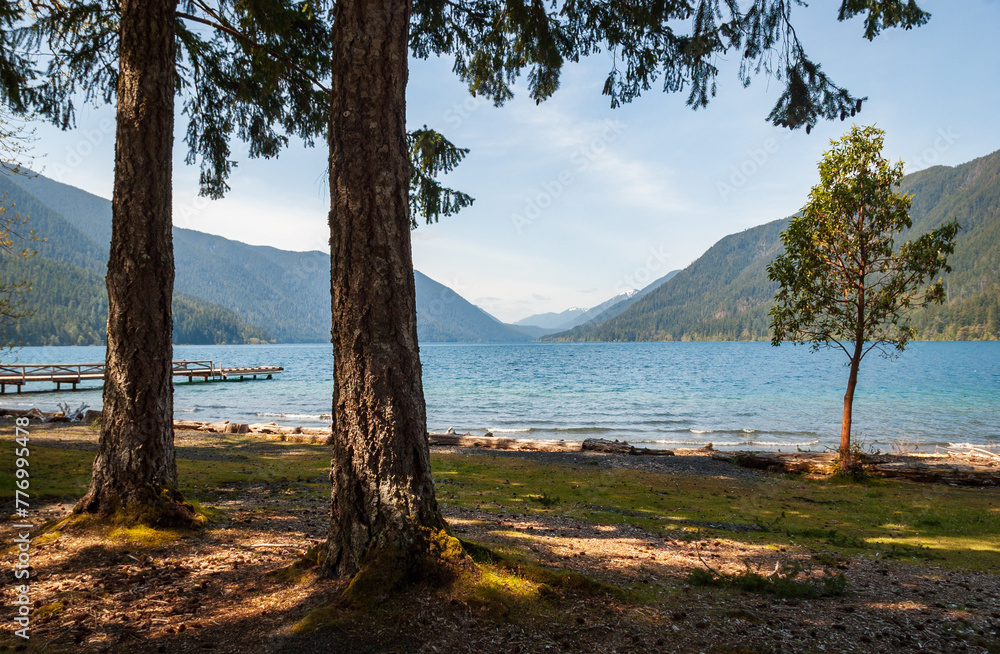 Lake Crescent at Olympic National Park, Lake in Washington State Lake Crescent at Olympic National Park, Lake in Washington State