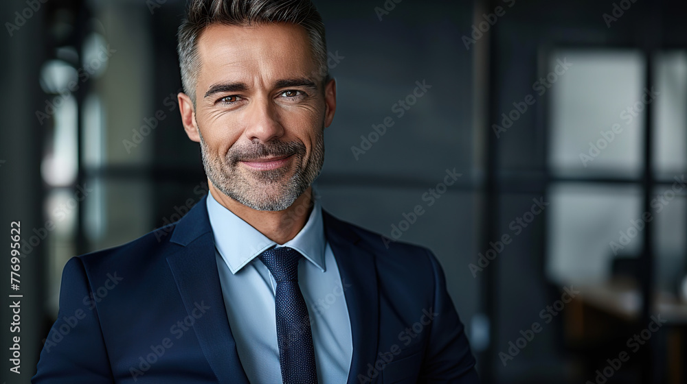 Successful mature businessman looking at camera with confidence. Generative AI Successful mature businessman looking at camera with confidence. Generative AI