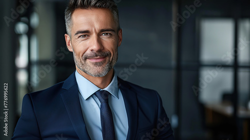Successful mature businessman looking at camera with confidence. Generative AI