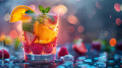Pictures of refreshing drinks On the glass and brightly colored, delicious, fruit cocktails or smoothies look refreshing.