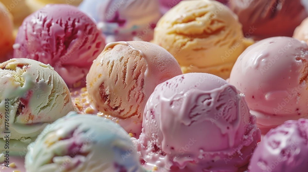 Full off ice-cream balls of every flavors. Generative AI. Full off ice-cream balls of every flavors. Generative AI.