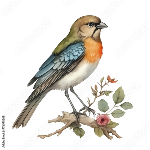 bird clipart watercolor illustration © anusron
