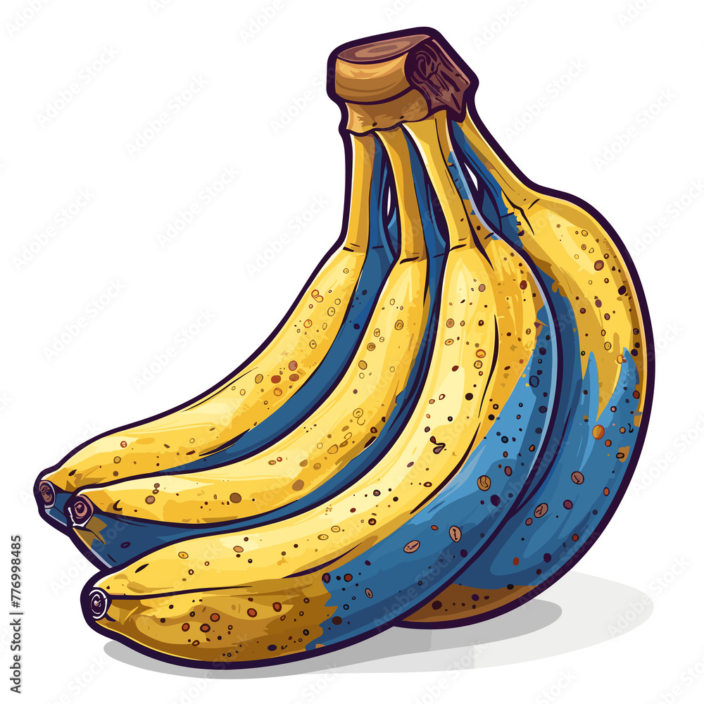 Blue Java Banana Flat Colors Cartoon Icon, Isolated on transparent background, PNG, Cartoon