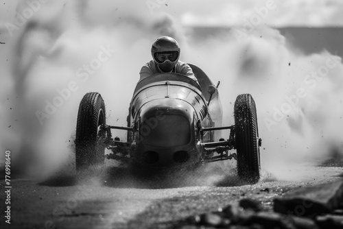 Vintage Racing Car in Action. Generative AI
