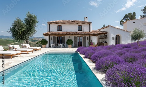 Romantic white villa with a...