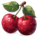 Capuli Cherry Flat Colors Cartoon Icon, Isolated on transparent background, PNG, Cartoon