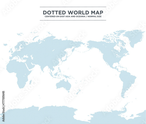 東アジアを中心として、南極を含んだ世界地図。 中サイズ。
