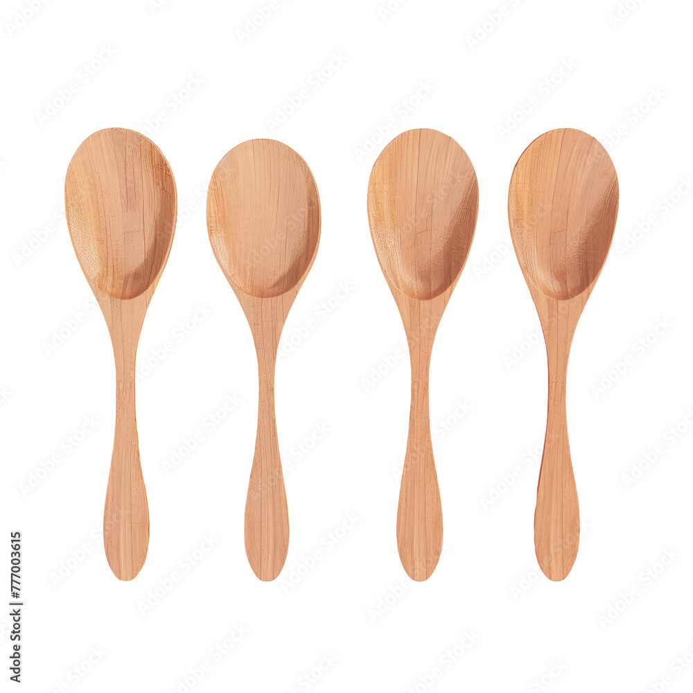 Three wooden spoons on Transparent Background Three wooden spoons on Transparent Background