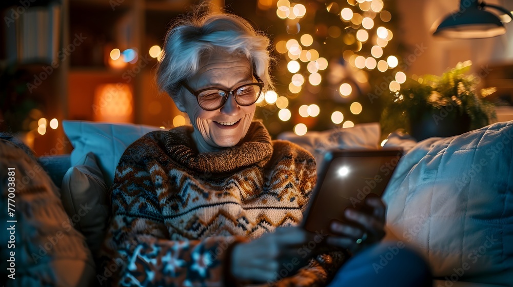 Joyful Senior Embracing Modern Technology: A Glimpse into the Tranquil Side of Internet Communication