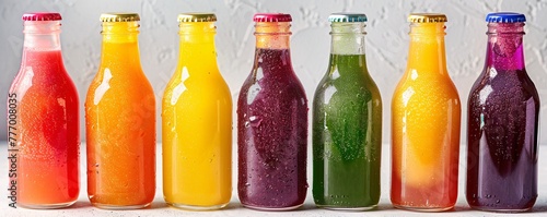 Colorful Juice Bottles A Vibrant Display of Healthy Beverages Generative AI