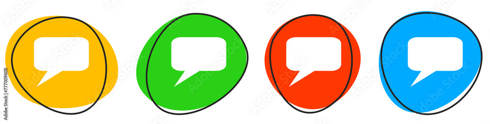 4 bunte Icons: Sprechblase - Button Banner 4 bunte Icons: Sprechblase - Button Banner