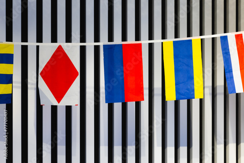 International maritime signal flags on the wall