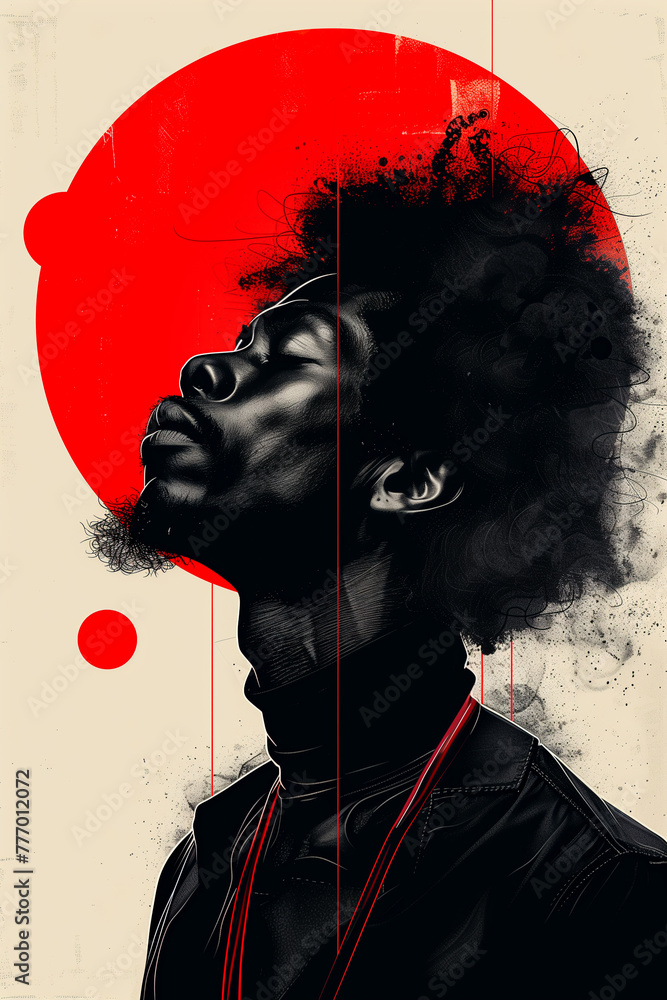 Fototapeta premium abstract vibrant art portrait, poster with abstract art inspired by African style
