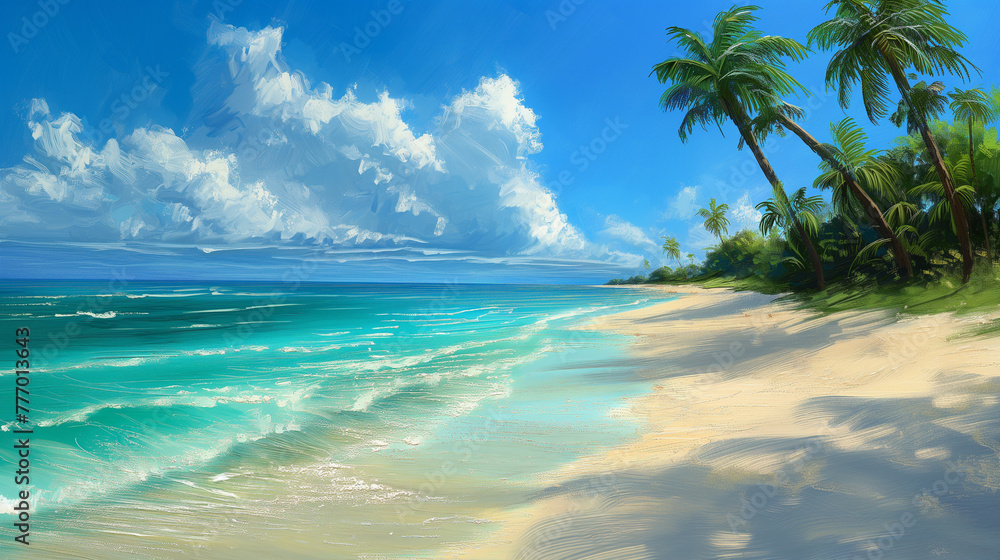 Tropical beach and palm trees