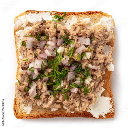 Toast with tuna, onion and dill, healthy eating