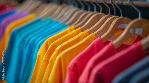 colorful t-shirts on a hanger