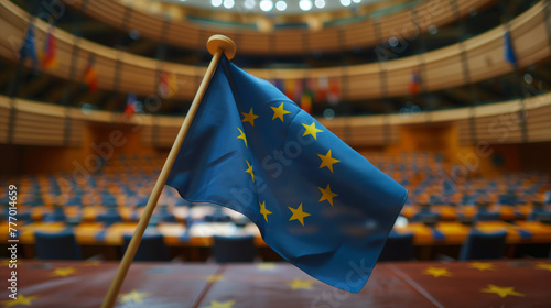 National flag of the European Union. Policy concept photo
