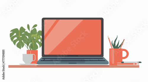 Isolated laptop device design flat vector isolated on