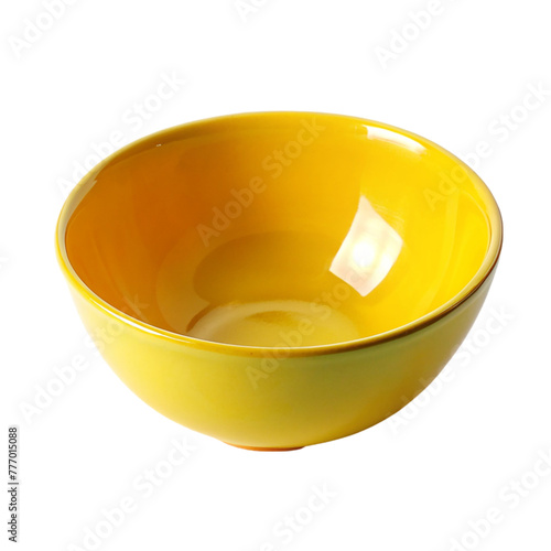 Empty Yellow bowl isolated on transparent background.