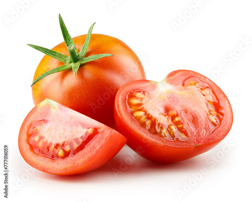 Fresh tomato with half and slice