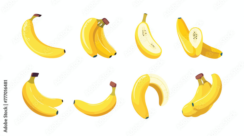 Fresh bananas fruits healthy isolated icons Flat vector