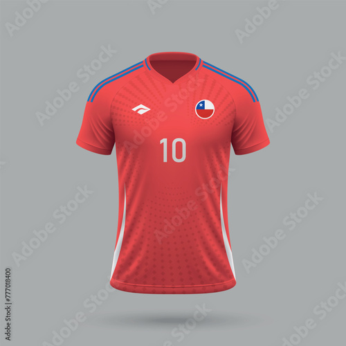3d realistic soccer jersey Chile national team 2024