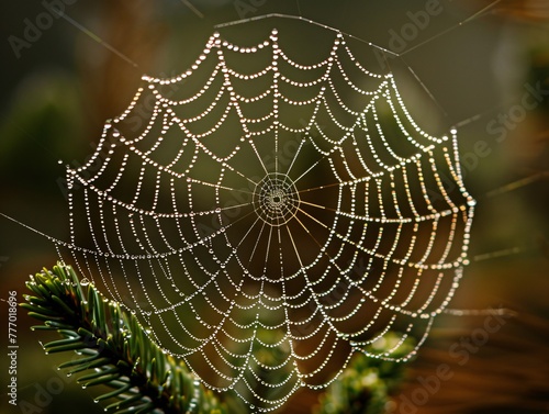 The Silent Web A Close-up of a Spider's Web Generative AI