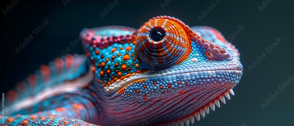 Obraz premium Chameleon-Inspired Technology: Mimicking Adaptability and Camouflage through Color. Concept Biological Inspiration, Adaptive Technology, Chameleon Camouflage, Color-changing Material
