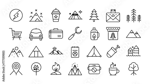 Minimalist Manifesto, Essential Camping Symbols in Outline
