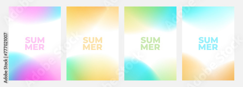 Set of light blurred Summer theme color backgrounds for creative Summertime graphic design. Vector illustration. 