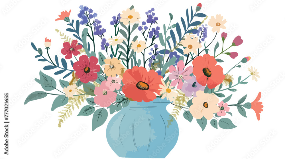 Illustration for a postcard summer bouquet of flowers