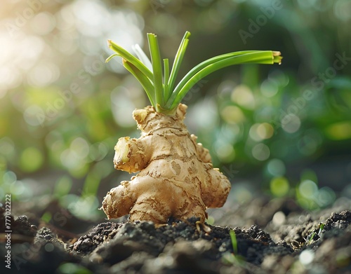 The Sprouting Ginger Root A Symbol of Growth and Renewal Generative AI © Bipul Kumar
