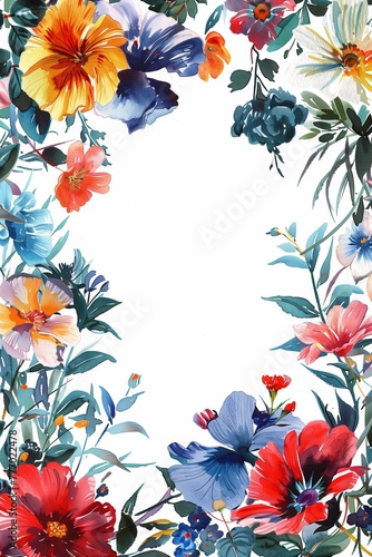 Assorted Watercolor Flowers Blooming Frame