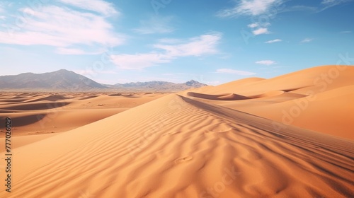 A dry desert wilderness with waves of sand dunes