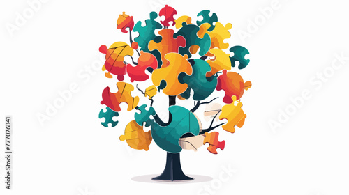 Puzzle tree ball toy decoration quality vector illustration