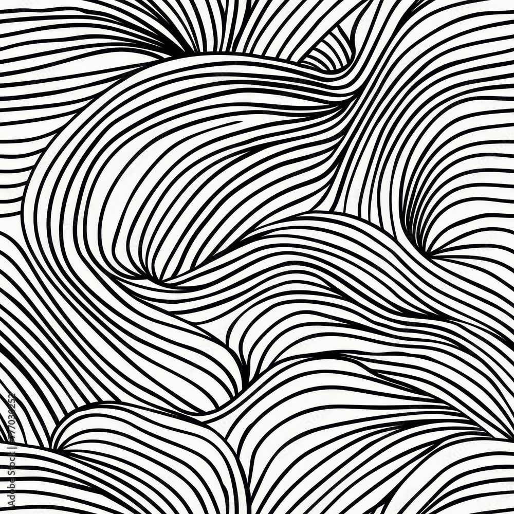Ripples pattern, Seamless pattern, line art background