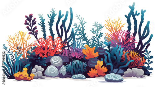 Sea or ocean underwater coral reef flat vector isolated
