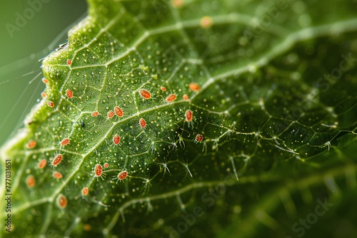 Microscopic Life on a Leaf A Close-up View of Nature's Hidden Gems Generative AI