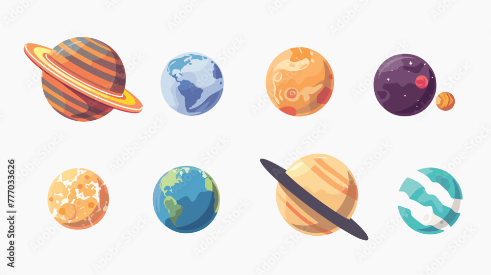 Solar system icon flat vector isolated on white background