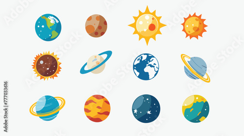Solar system icon flat vector isolated on white background