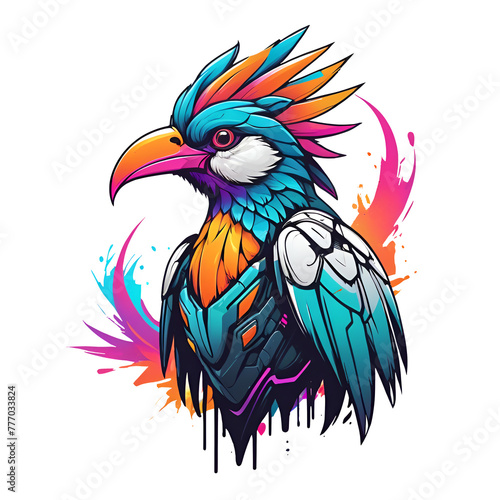 Bird Logo Design  cyberpunk  mascot animal design  fot t shirt