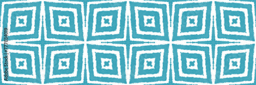 Mosaic seamless border. Turquoise symmetrical