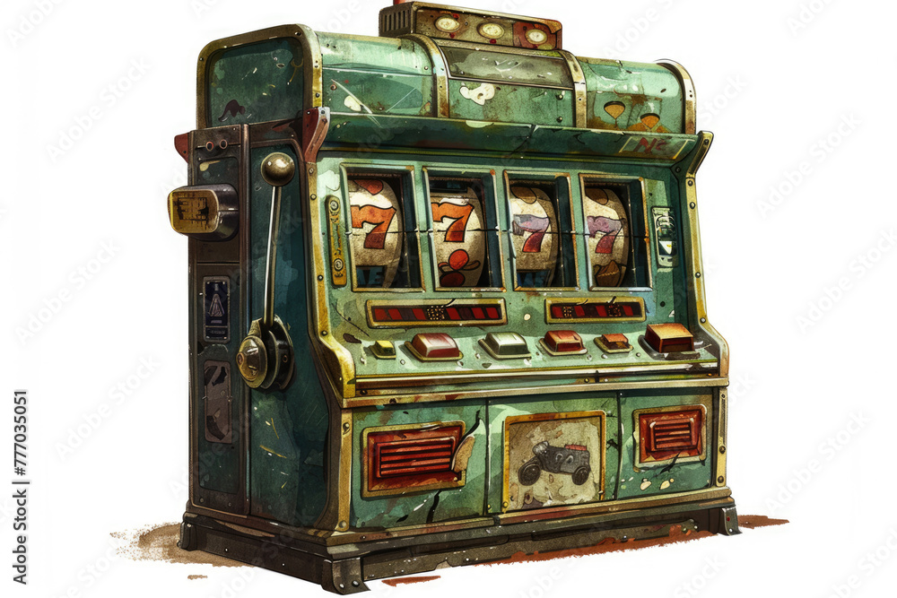 Retro slot machine on a light background Retro slot machine on a light background
