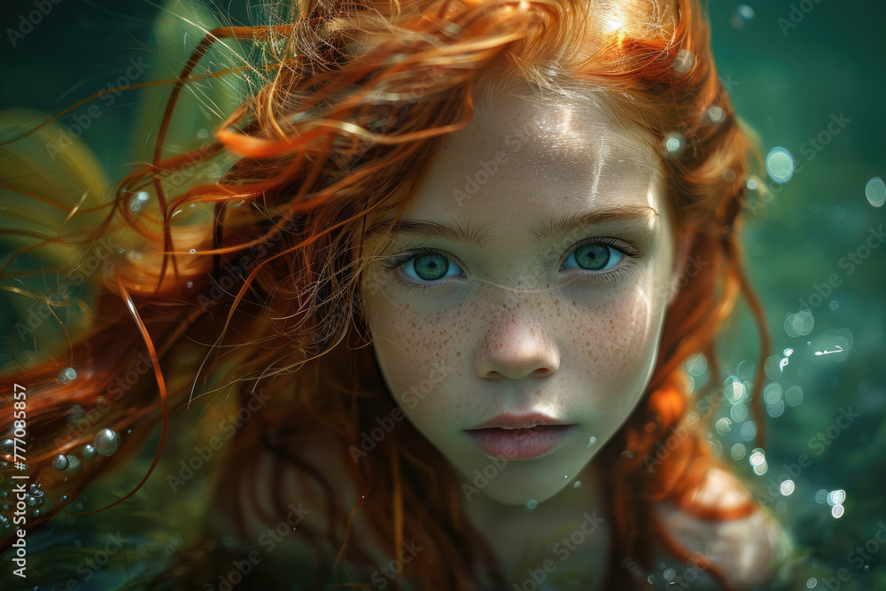 Beautiful mermaid with red hair Beautiful mermaid with red hair