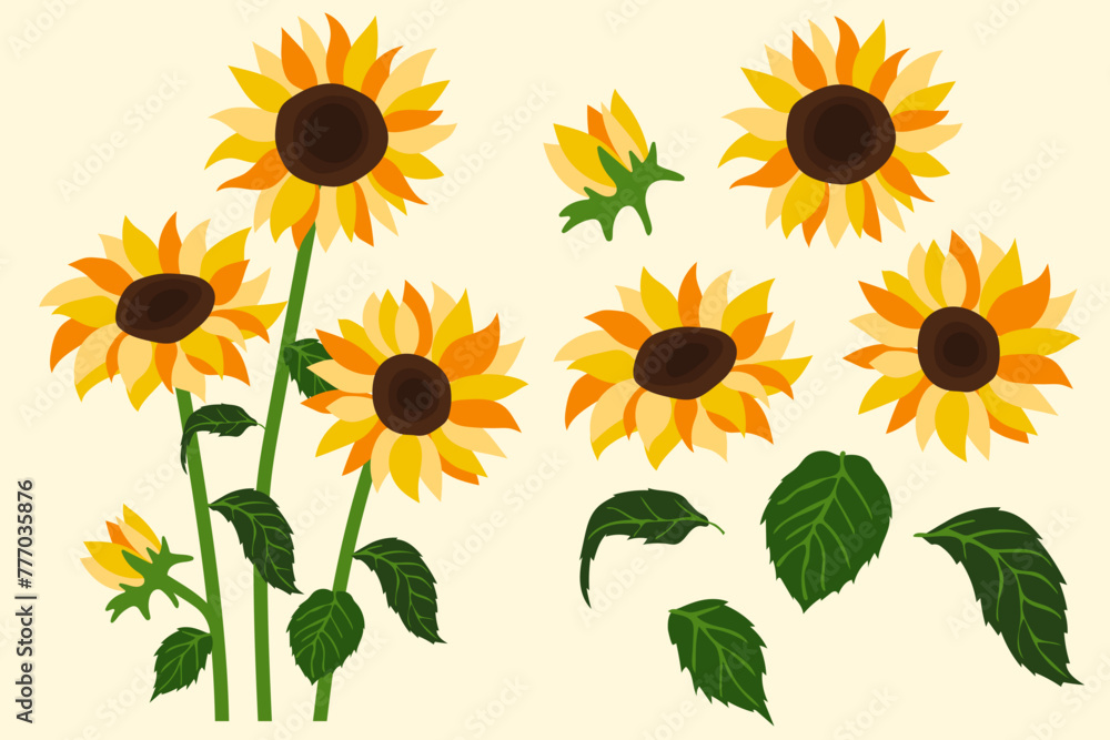 sunflowers illustration background.Eps 10 vector. sunflowers illustration background.Eps 10 vector.