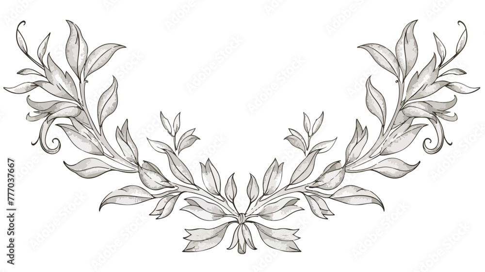 Line Art Wreath Art Nouveau Ornament Floral Vector